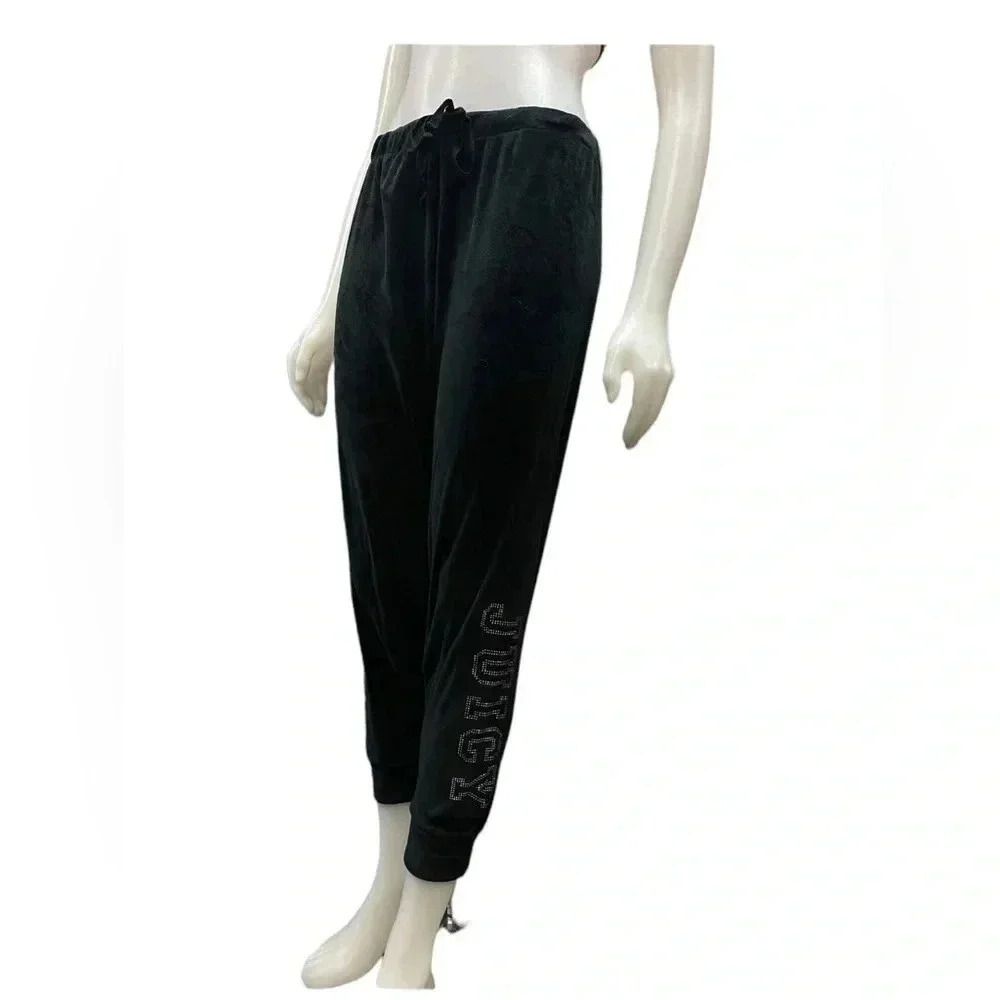 💥HOST PICK💥 Juicy Couture Black Velvet Rhinestone Sleepwear Pants Size Medium